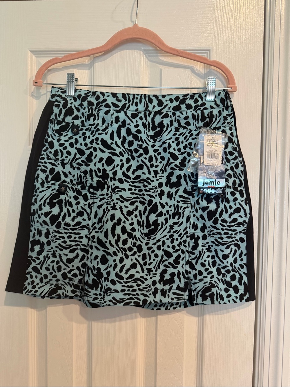 jamie sadock Aqua and Black Animal Print Golf Skort
